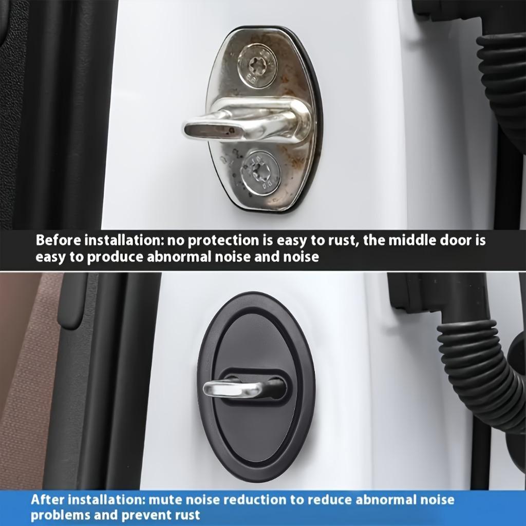 4 шт. черных амортизирующих накладок на двери автомобиля - защита от столкновений и шумоподавление, защитные наклейки на дверные замки для улучшенной защиты автомобиля