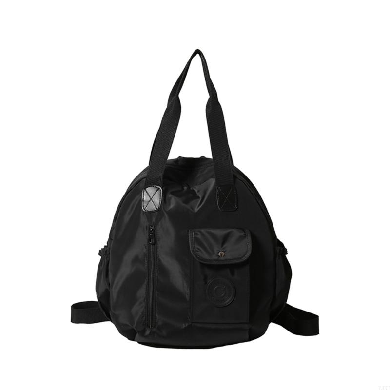 Y3Ne Functional Nylon School Bag Convertible To Shoulder Or Backpack Large Capacity Handbag For Commuters And Students