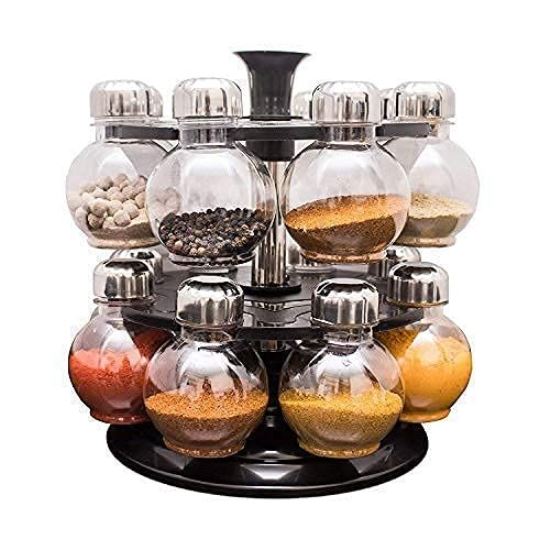 Multipurpose Plastic Big Revolving Spice Rack 16 In 1 / Masala Rack Set/Condiment Set/Spice Container (16 JAR)