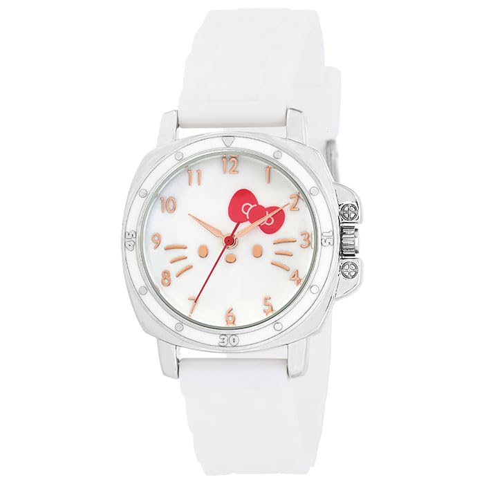 Часы Sun Flame J-Axis Sanrio, резиновые, с большим лицом, Hello Kitty, женские, белые, CR3C0008-KTW