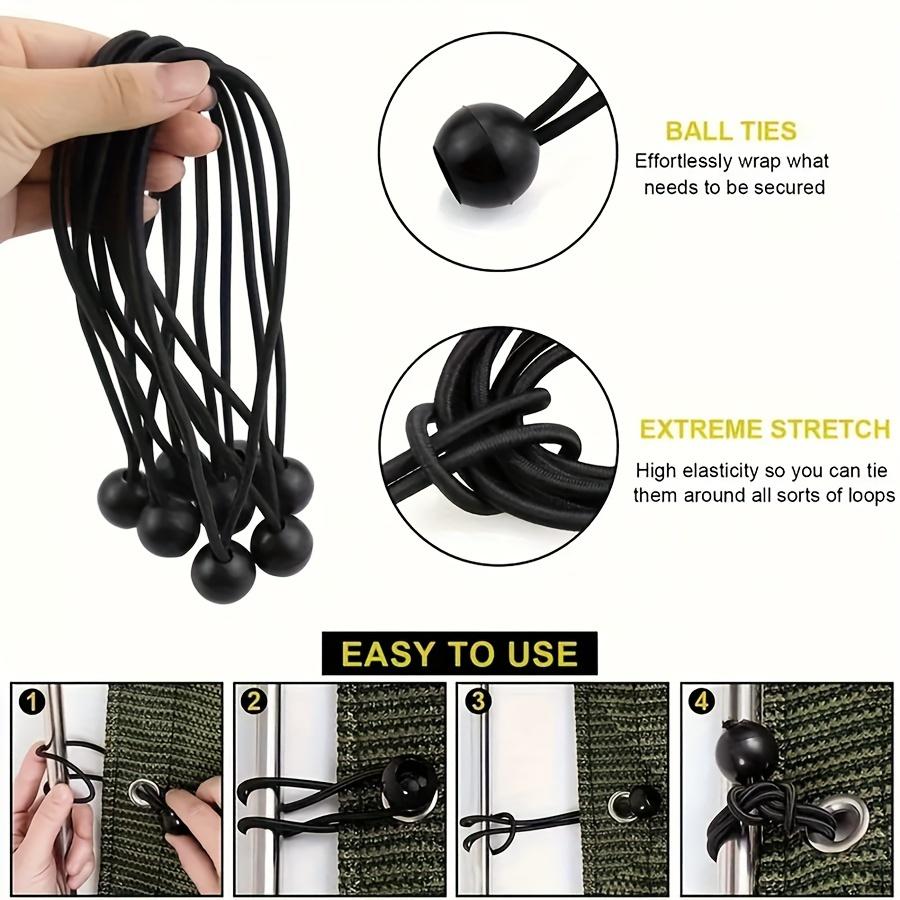 10Pcs Outdoor Tent Tie-Down High Elasticity Rope With Plastic Ball, Elastic Rope With Ball For Trampoline And Luggage
