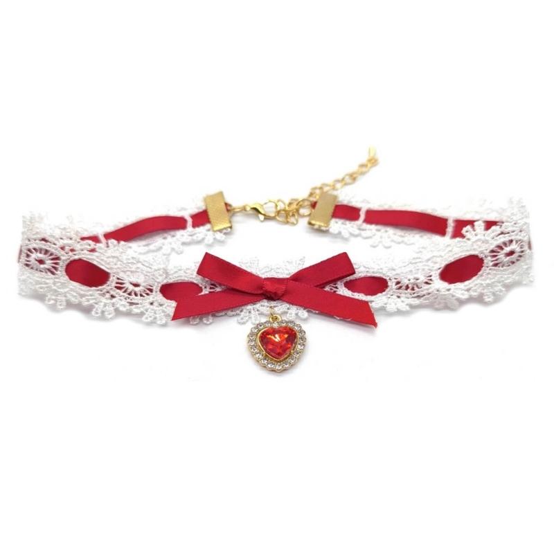 Модное ожерелье с кулоном в виде бантика и сердца, регулируемая кружевная чокер-цепочка ручной работы, цепочка для ключицы, подарки для женщин