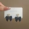 LATS Red Black Bowtie Earrings for Women Girls Simulated Pearl Cloth Bow Tie Earrings Jewelry Ear Accessories Beautiful Gifts
