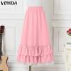 VONDA Women Summer High Waist Lace Ruffle Skirts