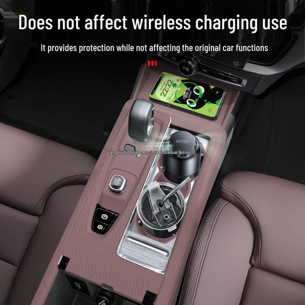 Volvo S90 2026 Center Console Silicone Mat with Wireless Charging and Cup Holder - Interior Upgrade.