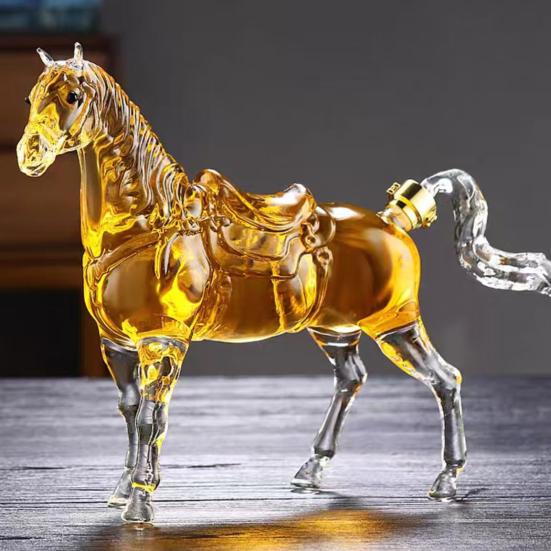 Декантер для виски "Лошадь" Ручная работа Высокоборосиликатное стекло Диспенсер для алкоголя Тема Дикого Запада Подарочная коробка для алкоголя для мужчин День отца День рождения