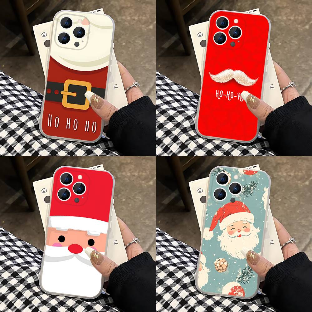 Рождественский чехол для телефона Санта-Клаус для iPhone 17,16,15,14,13,12,11 Pro,Max,Plus,Mini,Air,E Магнитный Magsafe Матовый Прозрачный