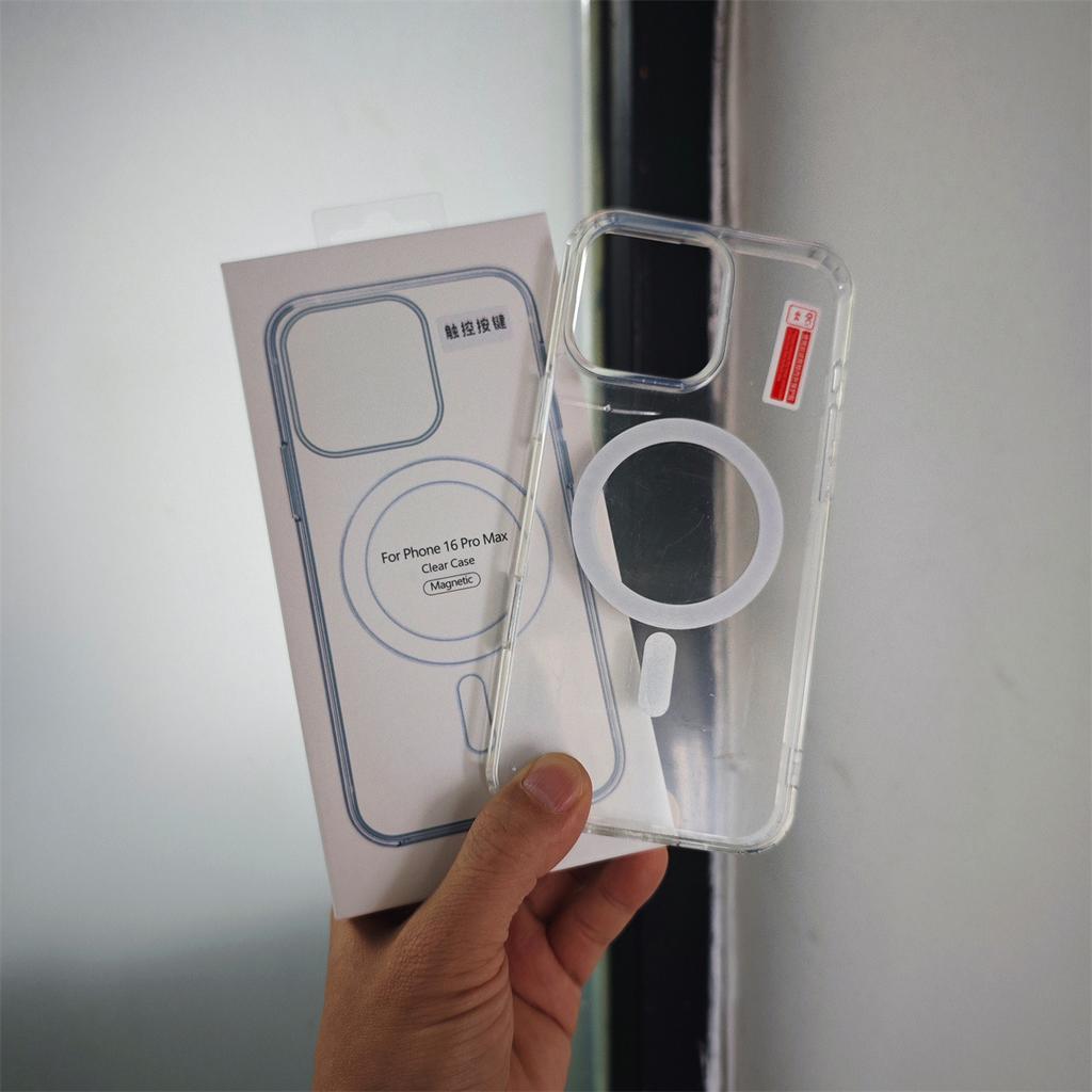 Гибкие сенсорные кнопки ИИ для iPhone 16 Магнитный чехол для телефона Apple 16 ProMax Прозрачный Противоударный