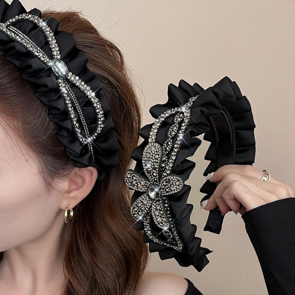 Cloth Women Hair Hoop Wide Wrinkle Headband Fashion Black Hairband Women