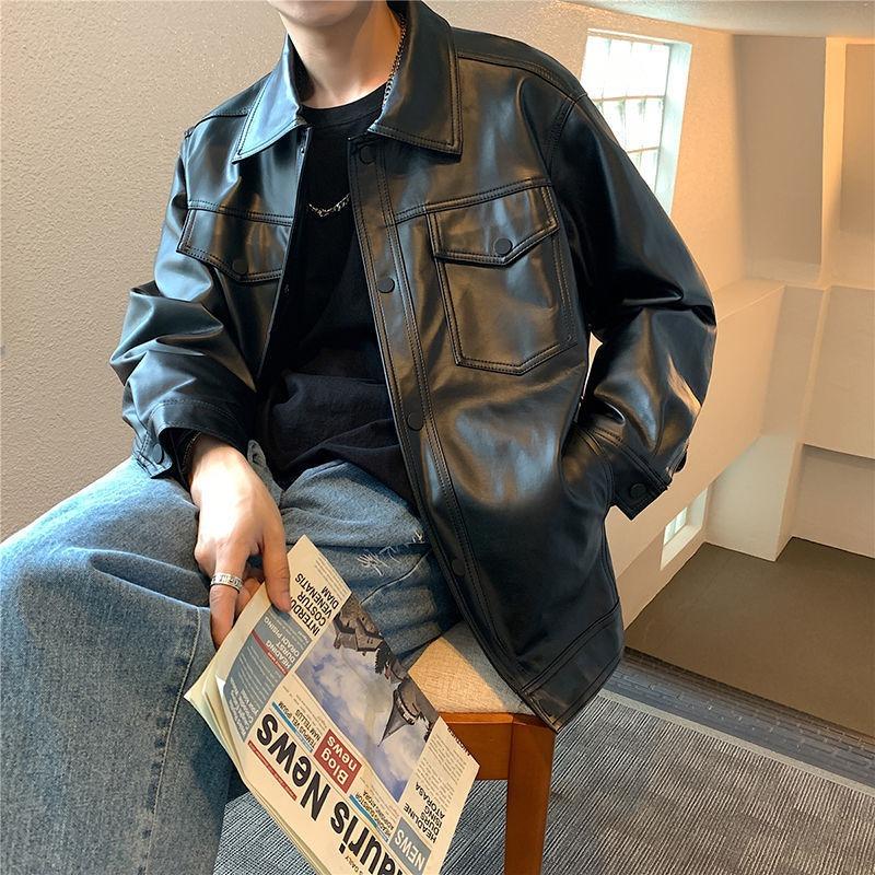 Весна Осень Новая Свободная Кожаная Куртка Мальчики Красивая Модная Брендовая Мотоциклетная Куртка Корейская Модная Уличная Куртка