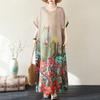 Dimanaf 2025 Summer Women Plus Size Loose Dress Beach Vintage Basic Casual Long Dress Floral Holiday Dress