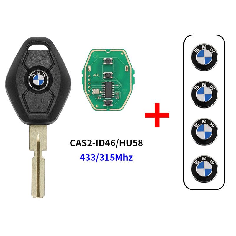 3 Buttons BMW CAS2 Remote Car Stickers Key Fob ID46 PCF7936 Chip 315/433/868MHz Replacement For E90 E60 E63 E83 E85 Uncut Blade BM5