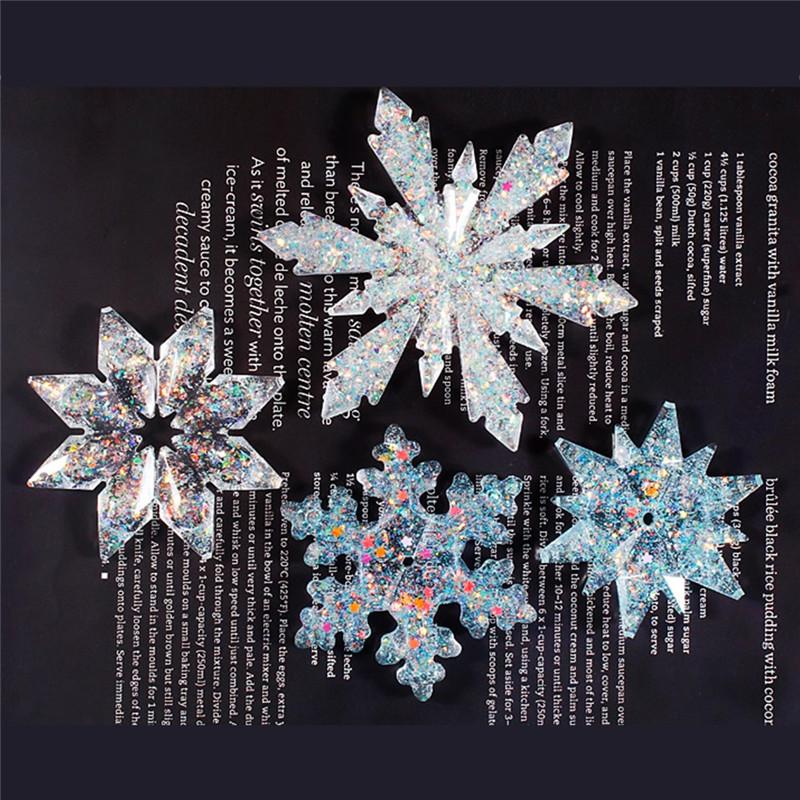 5 шт./компл., украшения в виде снежинок, подвески, форма для эпоксидной смолы, серьги, ожерелье, брелок, силиконовая форма, сделай сам, рождественские формы, инструменты для литья ювелирных изделий