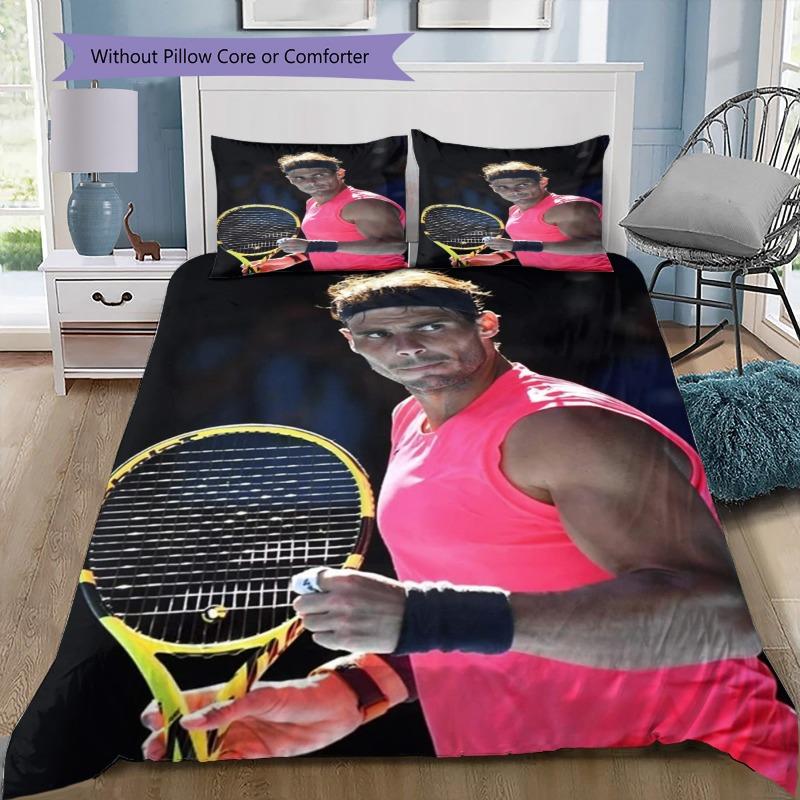 This Is Focus Rafael Nadal Portrait 3Pcs Bedding Set, Duvet Cover with 2 Pillowcases, Tennis Athlete Bed Linens, No Comforter No Pillow Core
