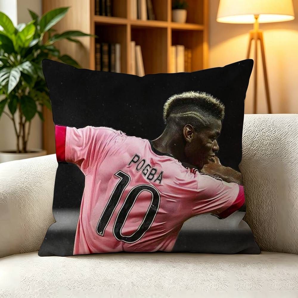 PPaul Pogba Football Midfielder Sports Square DoubleSided printed Pillow Case Bedroom Bedside Pillow Sofa Cushion Cover