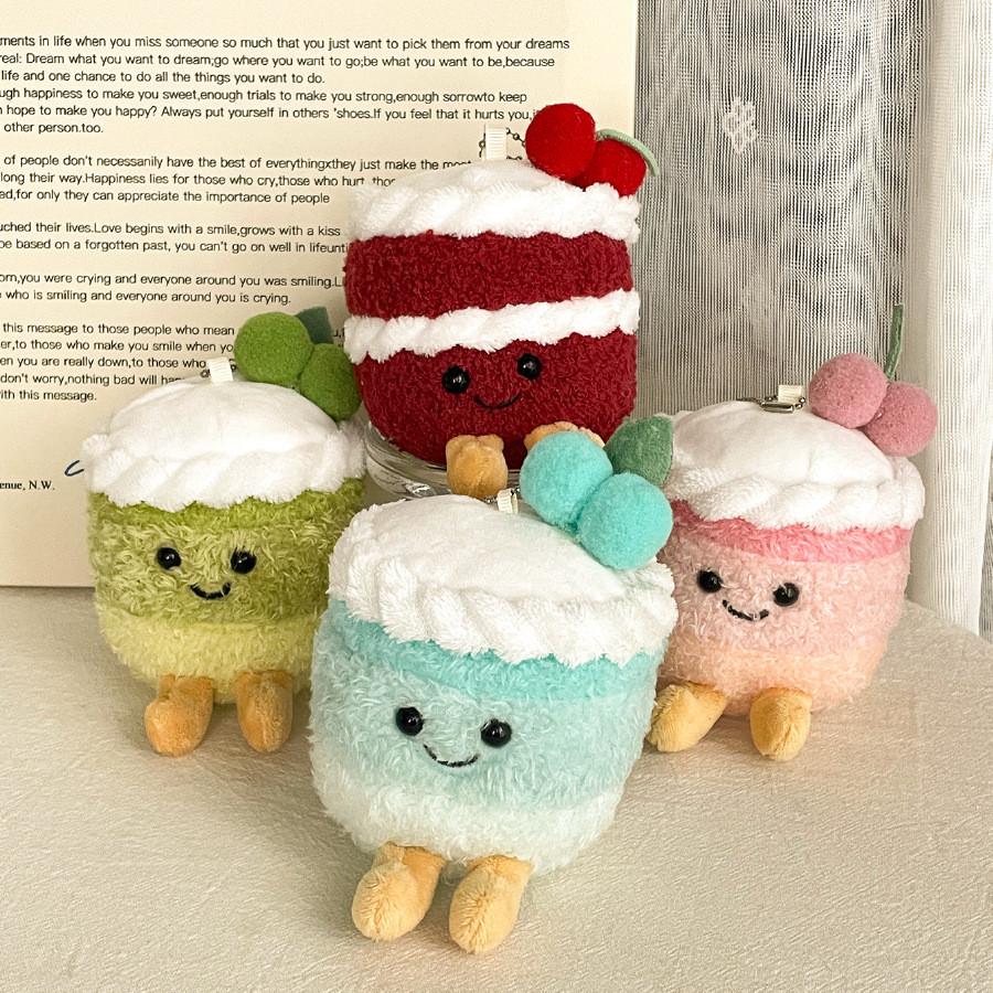 Cherry Cake Plush Keychain With Pp Cotton Filling For Birthday Gift Decoration Special Characters Included