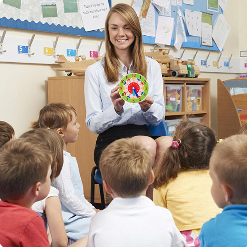 Children Montessori Wooden Clock Toys Hour Minute Second Cognition Clocks