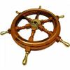 60.96cm Nautical Brass Wooden Captains Steering Wheel With  Handle, Nautical