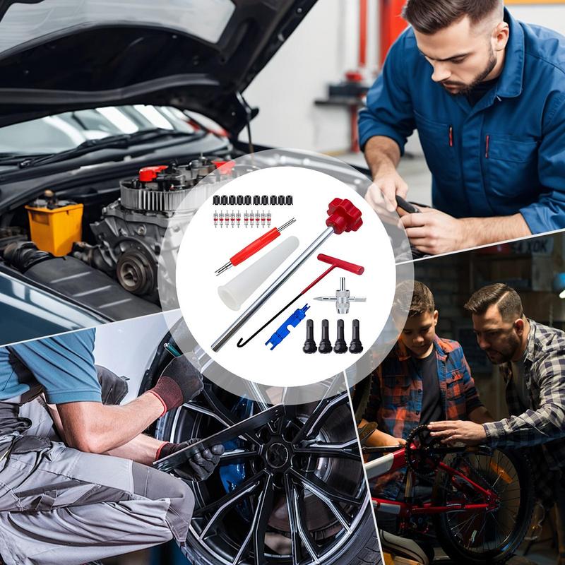 Инструмент для установки сердечника клапана Инструмент для снятия клапана 30 штук Инструмент для установки Инструмент для быстрой замены Ремонтный инструмент Замена Т-образного крюка Автоаксессуары