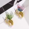 Elegant Elf Rhinestone Bee Brooch with Acrylic Wings
