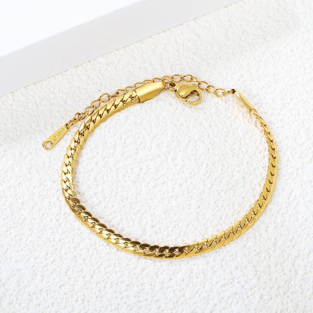 Jewelry Two-strand woven bracelet Fashion personality Versatile chain Stainless steel gold-plated bracelet