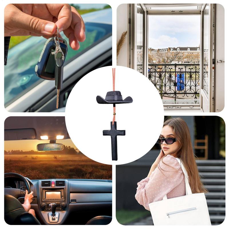 Западный декор для автомобиля Западный ковбойская шляпа шарм Украшения для автомобиля Аксессуары для зеркала заднего вида Милый декор Западный орнамент из ткани Оксфорд