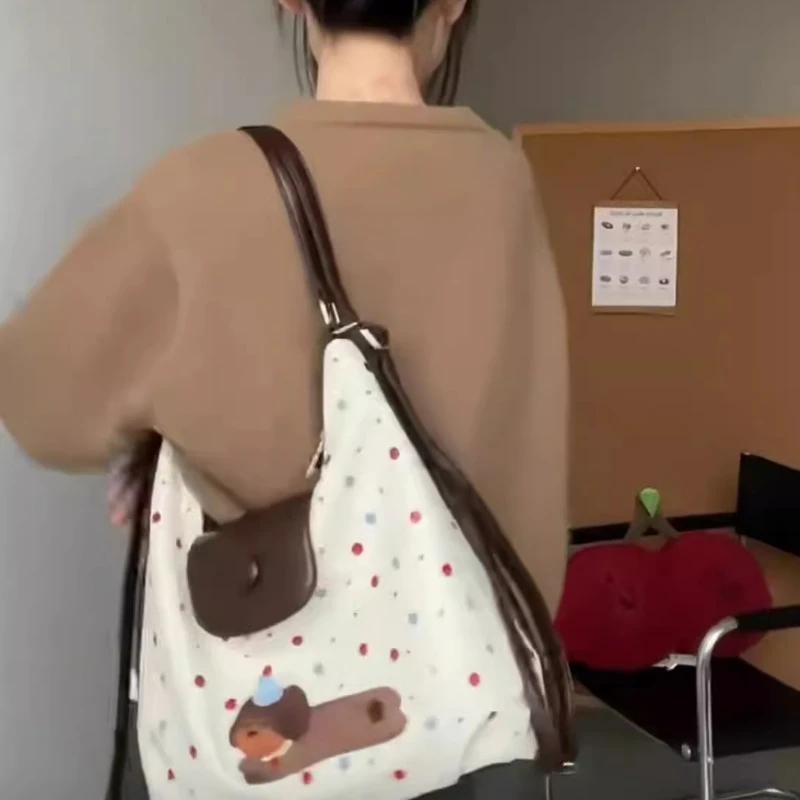 Женские милые рюкзаки Kawaii, роскошный дизайн, мультяшная собака, сумки через плечо в горошек, модные, шикарные, милые, эстетичные сумки через плечо Y2k