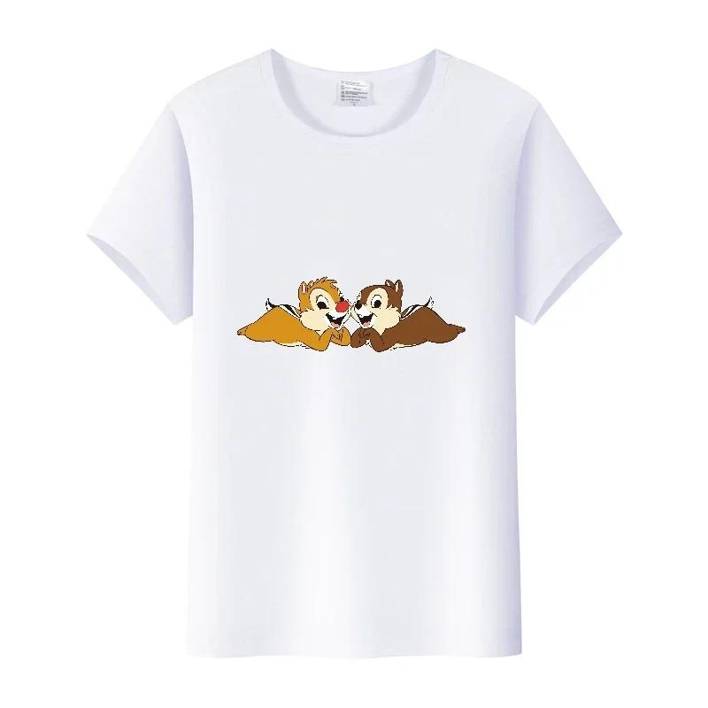 Casual Cartoon Chip 'n' Dale Graphic t-shirt Summer Blouses White Tees Clothes Y2K Tshirt Oversized Tops Unisex