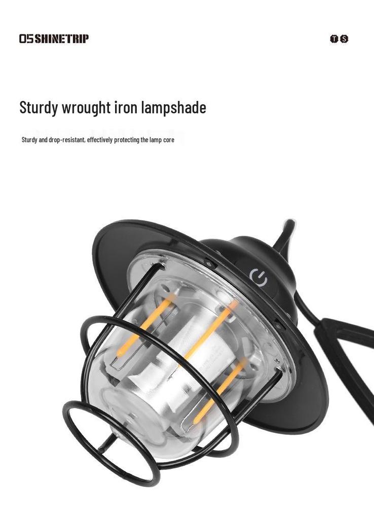 Retro Waterproof Pine Cone Camping Lamp with Tent Atmosphere & Night Light, Handheld Charging & Long Battery Life