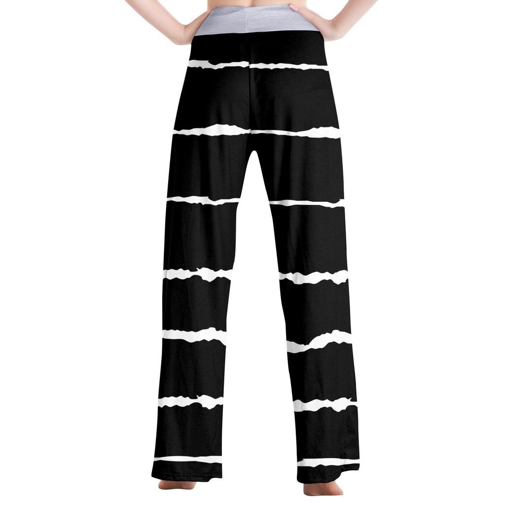 Женские модные повседневные удобные пижамные штаны с принтом в полоску, широкие брюки на шнурке