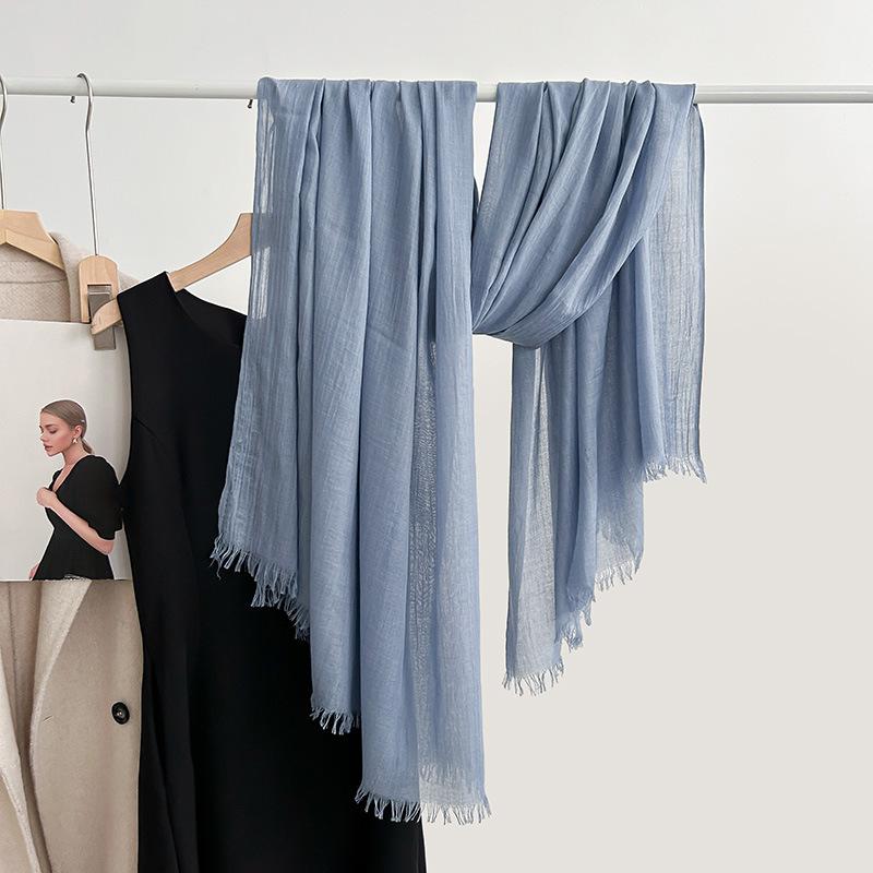 Cotton and Linen Scarf, Fashion, Literary Style, Solid Color, Linen Scarf, Women's Air-conditioned Room, Shawl, and Sunscreen Silk Scarf Outside.