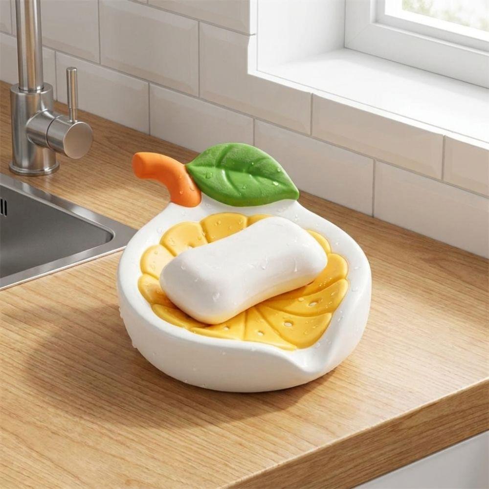 Non-Slip Lemon Soap Dish Stable Dry Soap Storage Rack Creative Drainage Soap Dish Kitchen