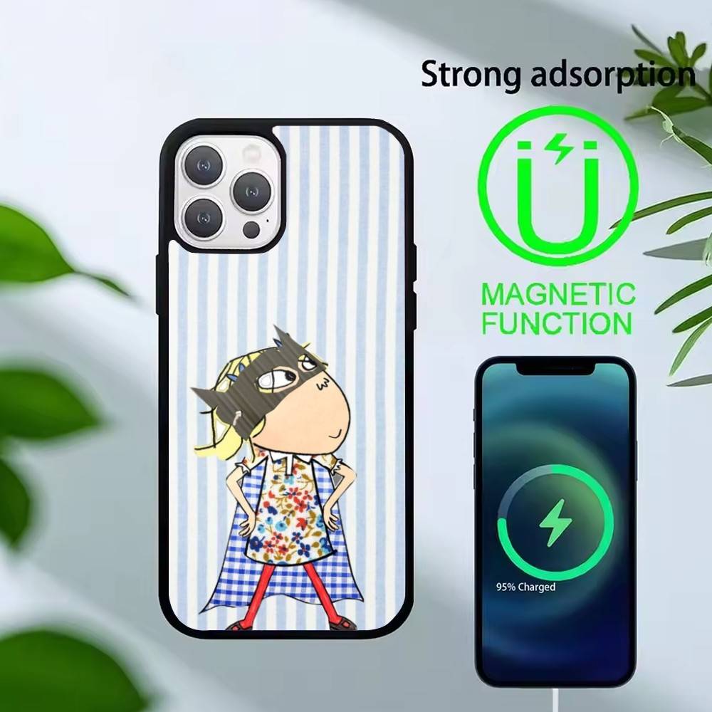 Мультяшный чехол для телефона D-Charlie and Lola для iPhone 14,16,15,13,17,12,Plus,Pro,Max Магнитный для Magsafe Матовый чехол