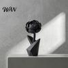 Desktop Decorative Figurine 3D Printed Flower Figurine, Small Black Peony Tabletop Ornament Study Room Decor for Office Executive Desk, Living