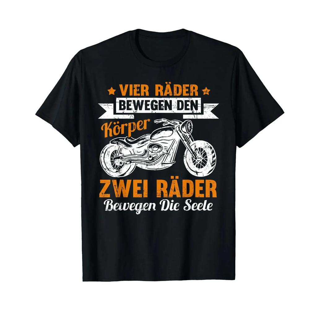 Funny Motorbike T Shirt With Gerunisex Text Quot Zwei RDer Bewegen Die Seele Biker Vintage Designer Clothes Fashion Casual