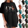 Women's Loose Blouse Round Neck Short Sleeve Halloween  Print T-shirt Top