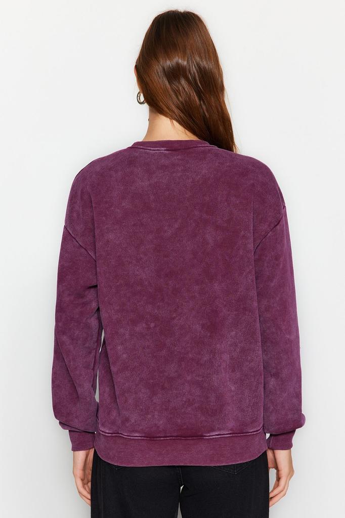 Women's Fashionable Stylish Sweatshirt Emerald Green Antique Faded Effect Thick Fleece Inside Oversize Wide Fit Sweatshirt