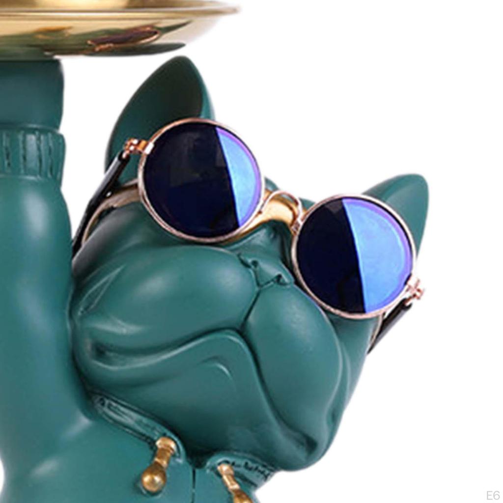 Статуя бульдога, фигурка животного с лотком для хранения ключей, настольное украшение для гостиной