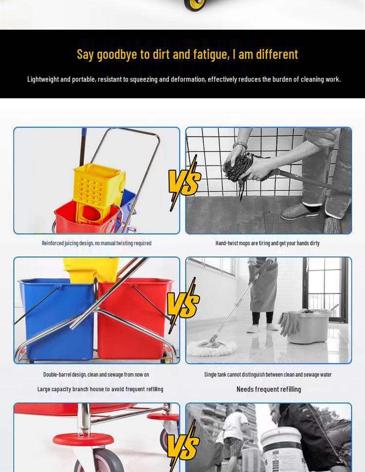 Baiyun Double Bucket Mop Wringer for Home & Commercial Use