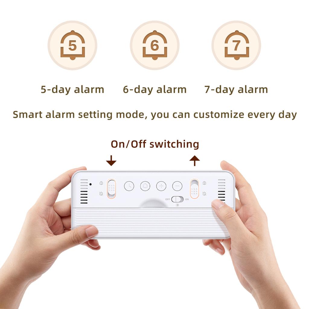 8001-EN Цифровые часы с отображением яркости, температуры и влажности Будильник с двумя режимами будильника Отображение недели, даты и месяца