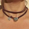 Ожерелье с подвеской в стиле минимализма из богемской кожи с цепочкой на ключицу