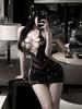 Сексуальный прозрачный боди с сеткой, на бретельках, с открытой спиной, соблазнительный, горячий, с кристаллами, платье-костюм, элегантное, сетчатое, кружевное, прозрачное, модное, женское Xe28