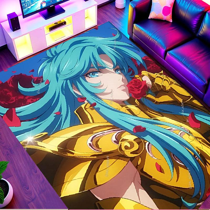 Saint Seiya Print Rug, Washable Floor Carpet, For Entryway Dorm Laundry Room Office Study, Home Decor Birthday Christmas Gift
