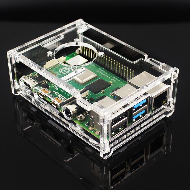Акриловый корпус для Raspberry Pi 4B с вентилятором охлаждения и поддержкой 3,5-дюймового дисплея