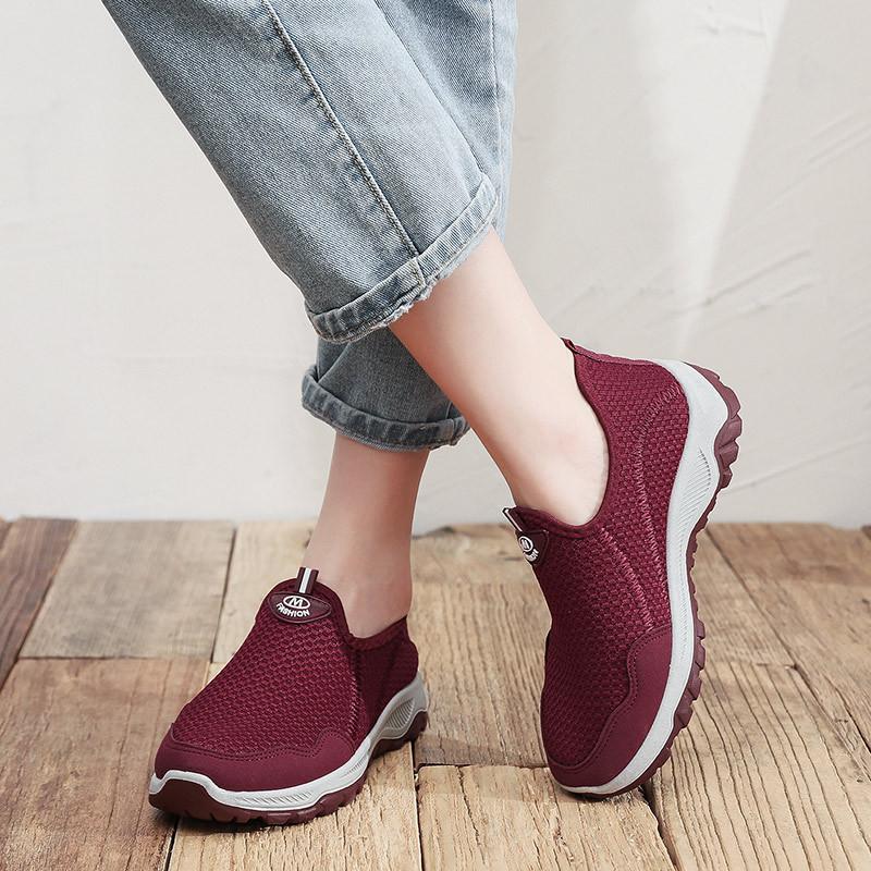 Весенняя новая тенденция однопедальные низкие сетчатые одинарные туфли женские импортные дышащие туфли с круглым носком легкие туфли для мам женские туфли