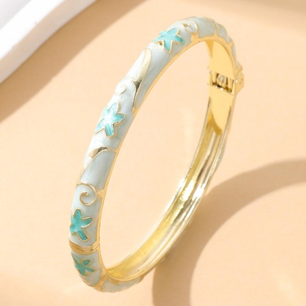 Gold Color Cloisonne Bracelet Starfish Cloisonne Bangle Retro Enamel Bracelet  Gifts