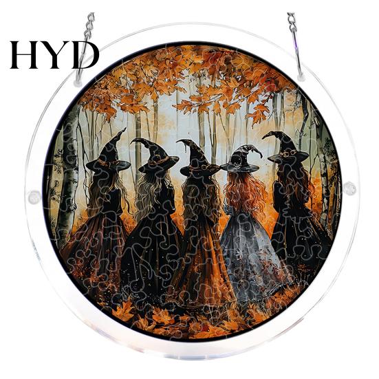 Halloween Puzzle Suncatcher Acrylic Jigsaw Suncatcher, Stained Glass Style DIY Sun No Glue Tools Catcher Puzzles, Gothic Window Hanging