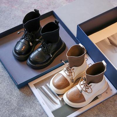 Новые женские ботинки Универсальная модная повседневная детская обувь Простая вышивка Элегантные носки Ботинки Принцесса Кожаные ботинки Трендовые ботильоны