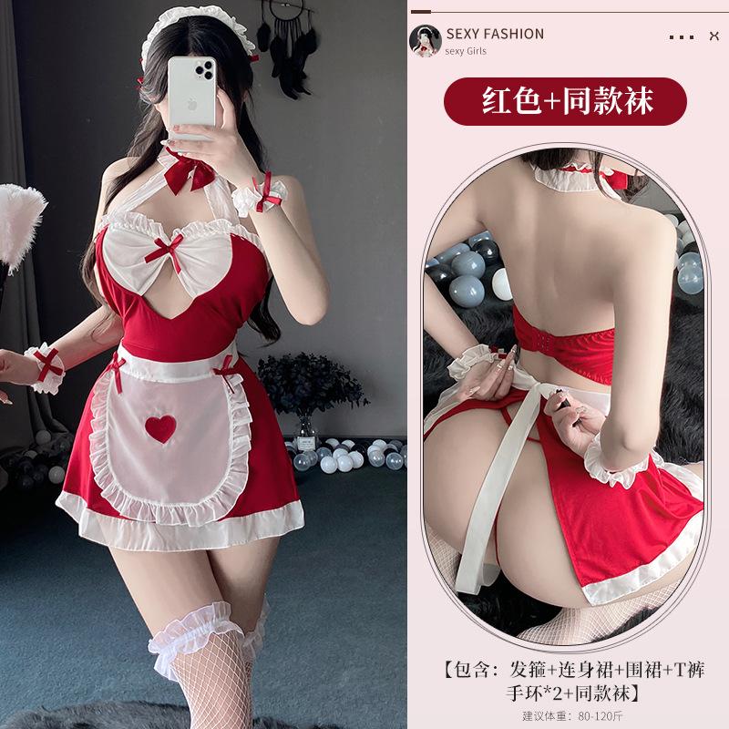 Сексуальное нижнее белье Униформа Соблазн Пижама Флирт Горячая постель Бесплатная страсть Платье горничной