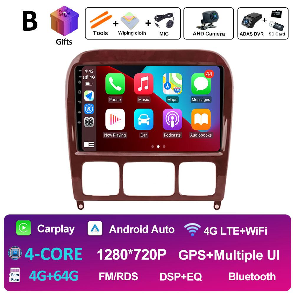 9-дюймовый Android 14 для Mercedes Benz S Class W220 S280 S320 S350 S400 S430 S500 S600 AMG 1998 - 2002 2003 2004 2005 Головное устройство BT